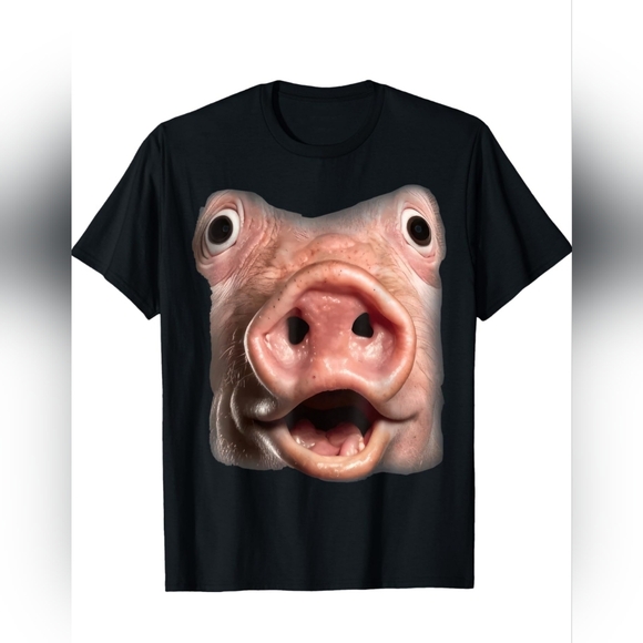 Funny Surprised Pig Face Meme Big Roll Hog Piggy Face T-Shirt Sz XS New - Picture 1 of 5
